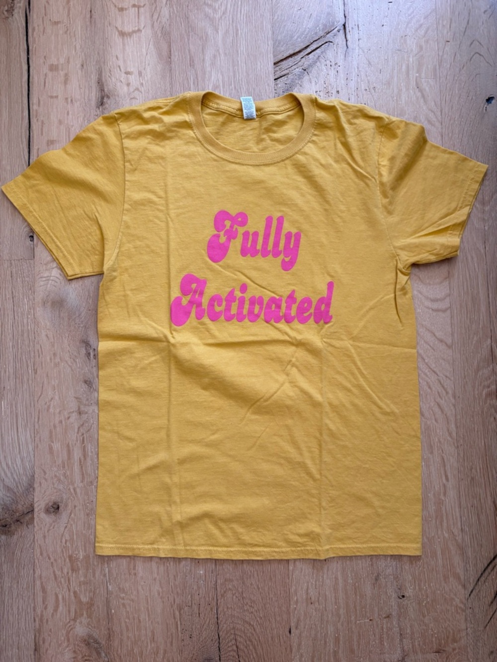 Fruit of the Loom Yellow Iconic Tee with Multicolor Logo